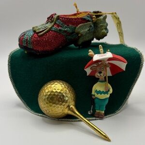 Golfers bundle of 3 Holiday Ornaments.